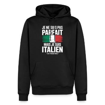 Je Ne Suis Pas Parfait Mais Italien Humour Cadeau - Sweat à capuche Premium bio Homme - noir - Devant - Nico (187cm)