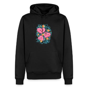 Drei kleine Herzen im Comicstil - Männer Premium Bio Hoodie - Schwarz - Vorne - Nico (187cm)