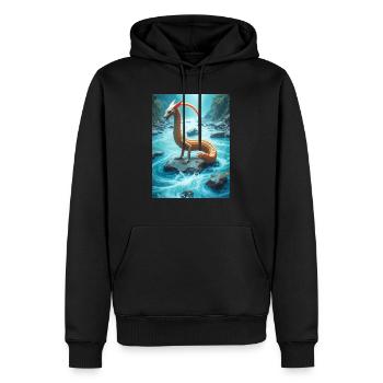 Nguruvilu, Mapuche-Fischfuchs der chilenischen Flussfolklore - Männer Premium Bio Hoodie - Schwarz - Vorne - Nico (187cm)