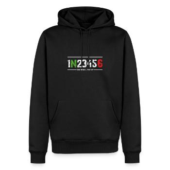 1N23456 Motorradschaltung für Biker 1 nach unten - Männer Premium Bio Hoodie - Schwarz - Vorne - Nico (187cm)