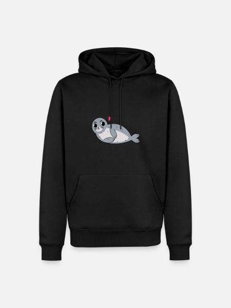 Seehund Robben Baby als Geschenk für Kids - Männer Premium Bio Hoodie - Schwarz