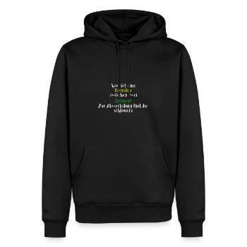 Was ist eine Blondine zwischen Grünen | Die Schlau - Männer Premium Bio Hoodie - Schwarz - Vorne - Nico (187cm)