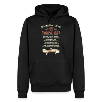 Geburtstags Shirt Träger 45 Jahre alt RAHMENLOS - Männer Premium Bio Hoodie - Schwarz - Vorne - Nico (187cm)