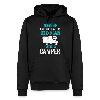 Camping-car Funny Camping chemise cadeau Vintage - Sweat à capuche Premium bio Homme - noir - Devant - Nico (187cm)