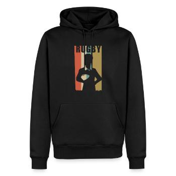 Rugby Rugby Player Vintage Rugby Cadeau Sport - Sweat à capuche Premium bio Homme - noir - Devant - Nico (187cm)