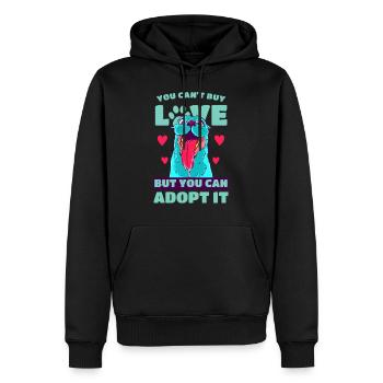 Du kannst Liebe nicht kaufen aber adoptieren - Männer Premium Bio Hoodie - Schwarz - Vorne - Nico (187cm)