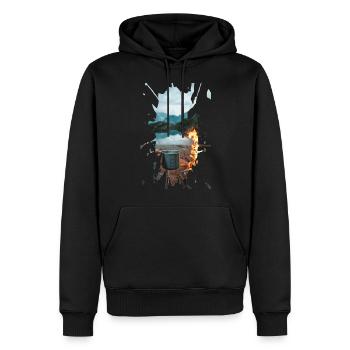 Camping - Sweat à capuche Premium bio Homme - noir - Devant - Nico (187cm)