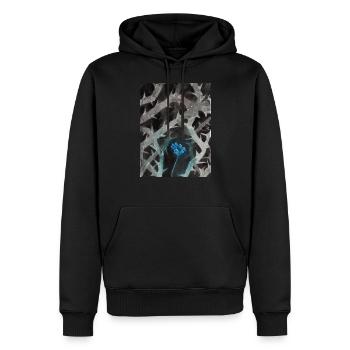 Bleu précieux - Sweat à capuche Premium bio Homme - noir - Devant - Nico (187cm)