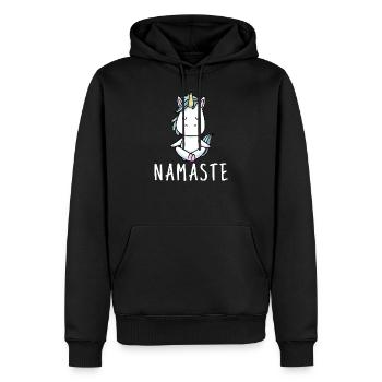 Cadeau de méditation yoga licorne Yogi Namaste - Sweat à capuche Premium bio Homme - noir - Devant - Nico (187cm)