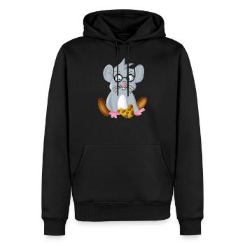 Intelligente kleine Maus mit Brille als Nerd - Männer Premium Bio Hoodie - Schwarz - Vorne - Nico (187cm)
