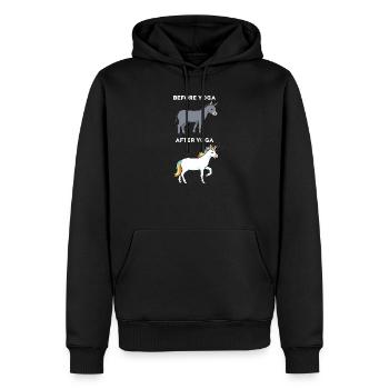 Yoga Lustiges Bevor Yoga Nach Yoga Esel Einhorn - Männer Premium Bio Hoodie - Schwarz - Vorne - Nico (187cm)
