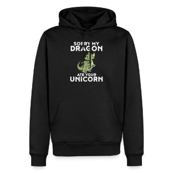 Mein Drache hat dein Einhorn gefressen Lustig - Männer Premium Bio Hoodie - Schwarz - Vorne - Nico (187cm)