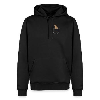 Écureuil dans une poche de poitrine animal dans un sac - Sweat à capuche Premium bio Homme - noir - Devant - Nico (187cm)