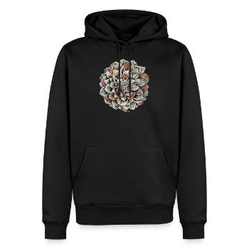Fleur de dahlia au saumon, encre, dessin, rétro - Sweat à capuche Premium bio Homme - noir - Devant - Nico (187cm)