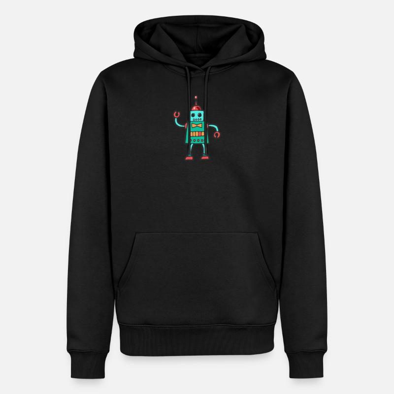 Roboter - Männer Premium Bio Hoodie - Schwarz