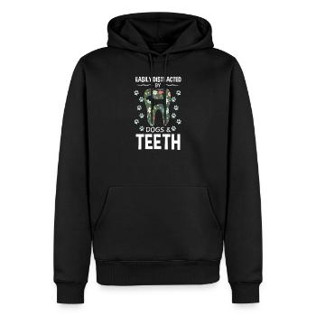 Facilement distrait par les chiens et les dents - Sweat à capuche Premium bio Homme - noir - Devant - Nico (187cm)