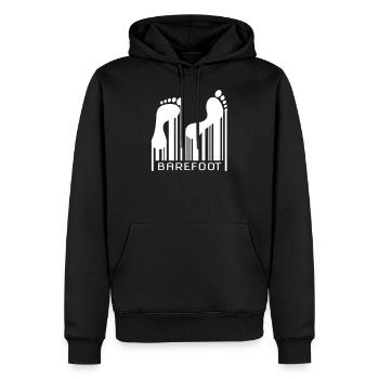 Barefoot Barcode Barefoot Bar Code Code - Men’s Premium Organic Hoodie - black - Front - Nico (187cm)