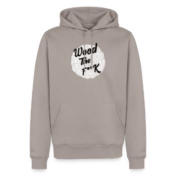 en bois - Sweat à capuche Premium bio Homme - taupe - Devant - Nico (187cm)