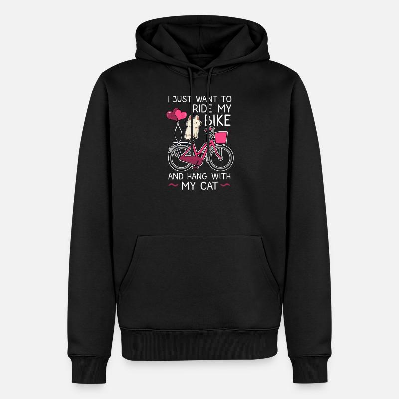 Montez sur mon vélo et accrochez-vous avec mon chat - Sweat à capuche Premium bio Homme - noir