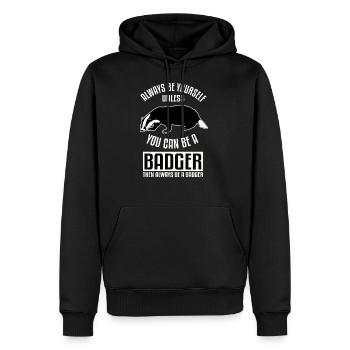 Je suis un blaireau - Sweat à capuche Premium bio Homme - noir - Devant - Nico (187cm)