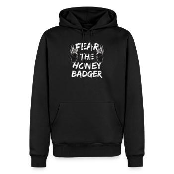 Craignez le blaireau de miel - Sweat à capuche Premium bio Homme - noir - Devant - Nico (187cm)