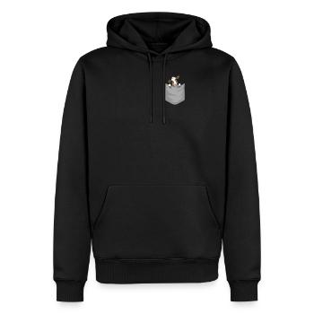 Vache dans la poche de poitrine - Sweat à capuche Premium bio Homme - noir - Devant - Nico (187cm)