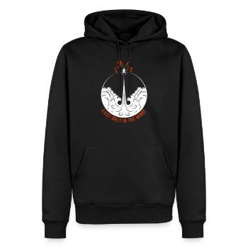 Retro Design - Limits exist only in your mind - Männer Premium Bio Hoodie - Schwarz - Vorne - Nico (187cm)