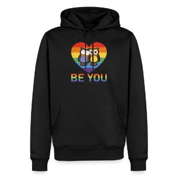 Be You and be Proud #Owls Gay Pride - Sweat à capuche Premium bio Homme - noir - Devant - Nico (187cm)
