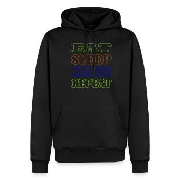 Eat sleep marathon repeat - Men’s Premium Organic Hoodie - black - Front - Nico (187cm)