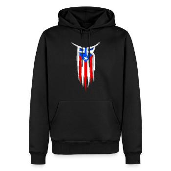 Drapeau PR - Porto Rico Drapeau - Boricua - Sweat à capuche Premium bio Homme - noir - Devant - Nico (187cm)