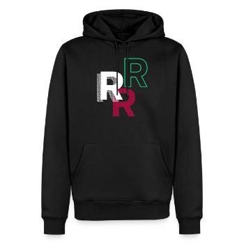 R - Sweat à capuche Premium bio Homme - noir - Devant - Nico (187cm)