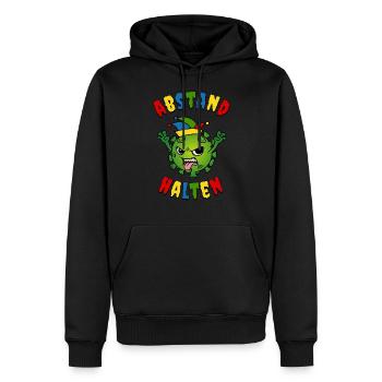 Fasching Karneval Corona Virus Abstand halten - Männer Premium Bio Hoodie - Schwarz - Vorne - Nico (187cm)