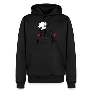 les bons petits plats - Sweat à capuche Premium bio Homme - noir - Devant - Nico (187cm)