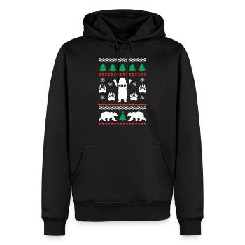 ours câlins de noël bear hug ugly - Sweat à capuche Premium bio Homme - noir - Devant - Nico (187cm)