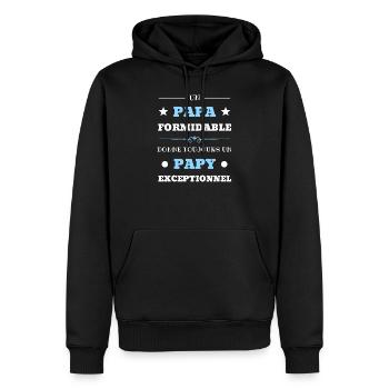 t shirt papa formidable papy exceptionnel humour - Sweat à capuche Premium bio Homme - noir - Devant - Nico (187cm)