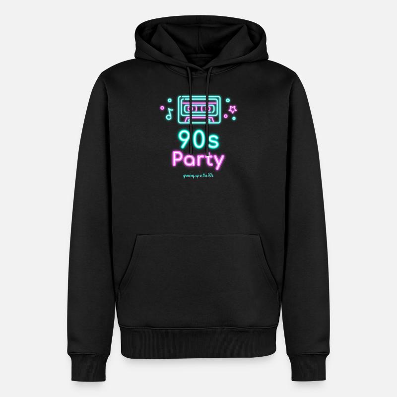 90s Party Neon - Männer Premium Bio Hoodie - Schwarz