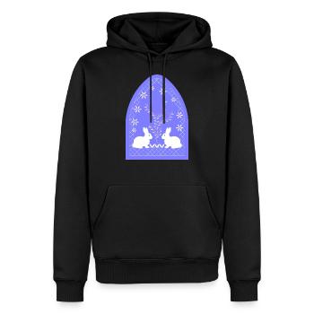 Les lapins dans le jardin - Sweat à capuche Premium bio Homme - noir - Devant - Nico (187cm)
