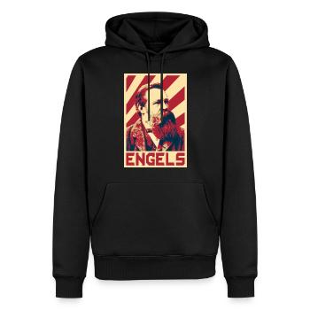 Friedrich Engels - Männer Premium Bio Hoodie - Schwarz - Vorne - Nico (187cm)