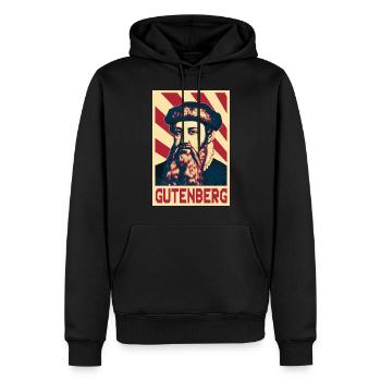 Johannes Gutenberg - Sweat à capuche Premium bio Homme - noir - Devant - Nico (187cm)