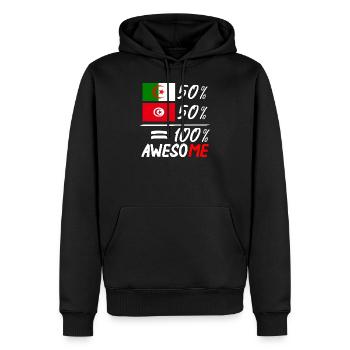 50% Algerier 50% Tunesier - Männer Premium Bio Hoodie - Schwarz - Vorne - Nico (187cm)