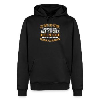 idee cadeau humour pour un routier, j ai raison - Sweat à capuche Premium bio Homme - noir - Devant - Nico (187cm)