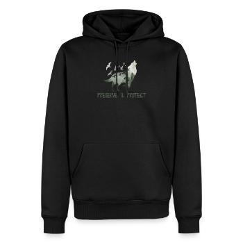 Preserve & Protect Umweltschutz Klimaschutz Wolf - Männer Premium Bio Hoodie - Schwarz - Vorne - Nico (187cm)