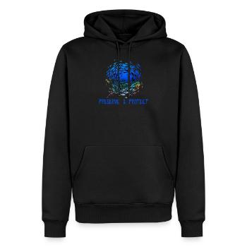 Preserve Protect Environmental Protection Climate Protection Rays - Men’s Premium Organic Hoodie - black - Front - Nico (187cm)