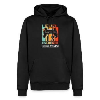13 th birthday gaming gamer level unlocked officia - Men’s Premium Organic Hoodie - black - Front - Nico (187cm)