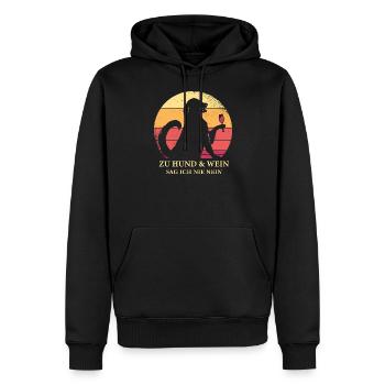 Zu Hund und Wein sag ich nie nein Hunde freund - Männer Premium Bio Hoodie - Schwarz - Vorne - Nico (187cm)