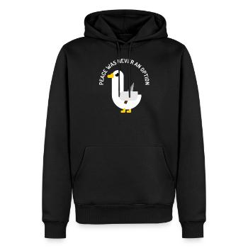 Peace was never an option - Männer Premium Bio Hoodie - Schwarz - Vorne - Nico (187cm)