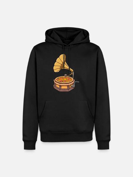 Pizza Phonographe - Sweat à capuche Premium bio Homme - noir