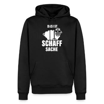 Das ist Chef Sache Schaf Schäff Wortspiel - Männer Premium Bio Hoodie - Schwarz - Vorne - Nico (187cm)