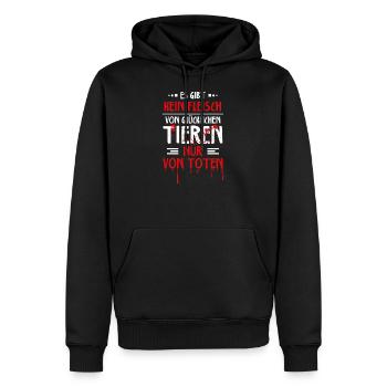 Tierquälerei Veganer Glückliche Tiere Spruch - Männer Premium Bio Hoodie - Schwarz - Vorne - Nico (187cm)