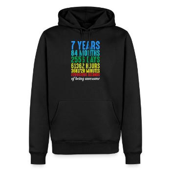 7 ans 7 ans 7 ans 7 ans vintage rétro numéros - Sweat à capuche Premium bio Homme - noir - Devant - Nico (187cm)
